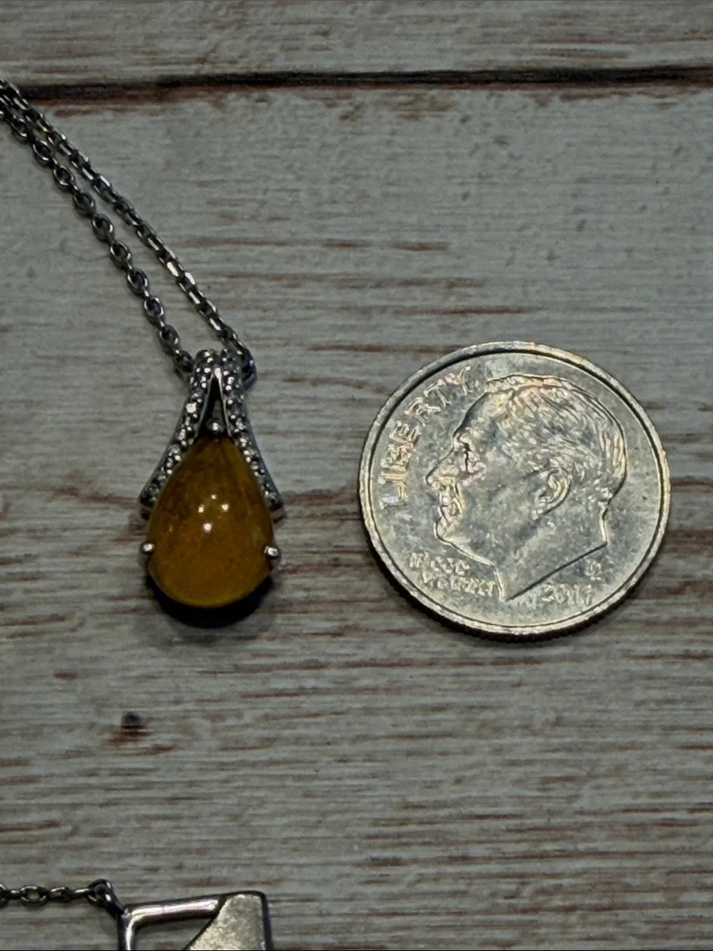 Milor Silver Necklace with Amber Teardrop Pendant